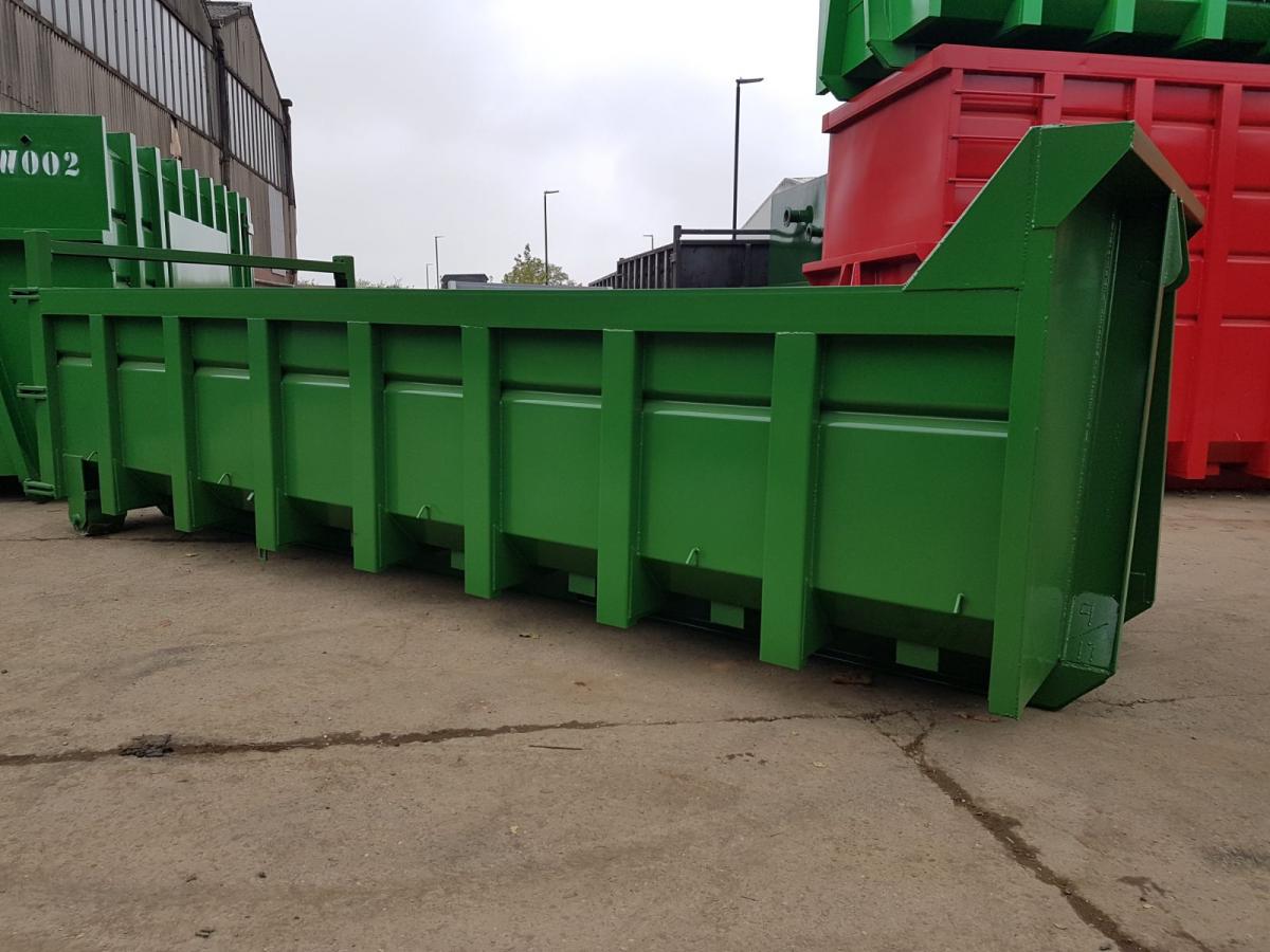 Rollon Rolloff for HookLift skips. RoRo Bins, Roll On Off Skips